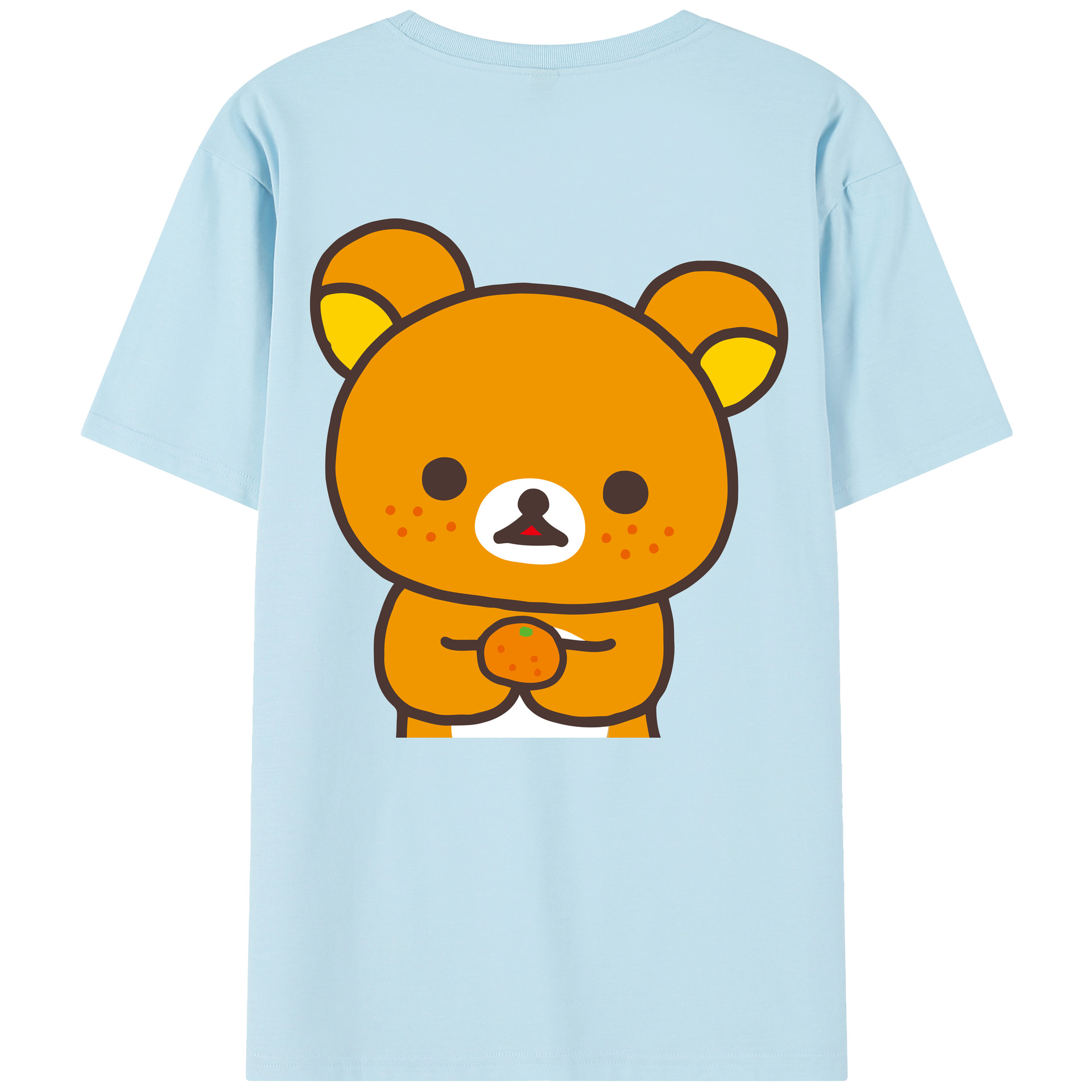 （画像用） リラックマ リラックマ キイロイトリ Rilakkuma Korilakkuma Kiiroitori 綿100％半袖Tシャツ（背面プリント）